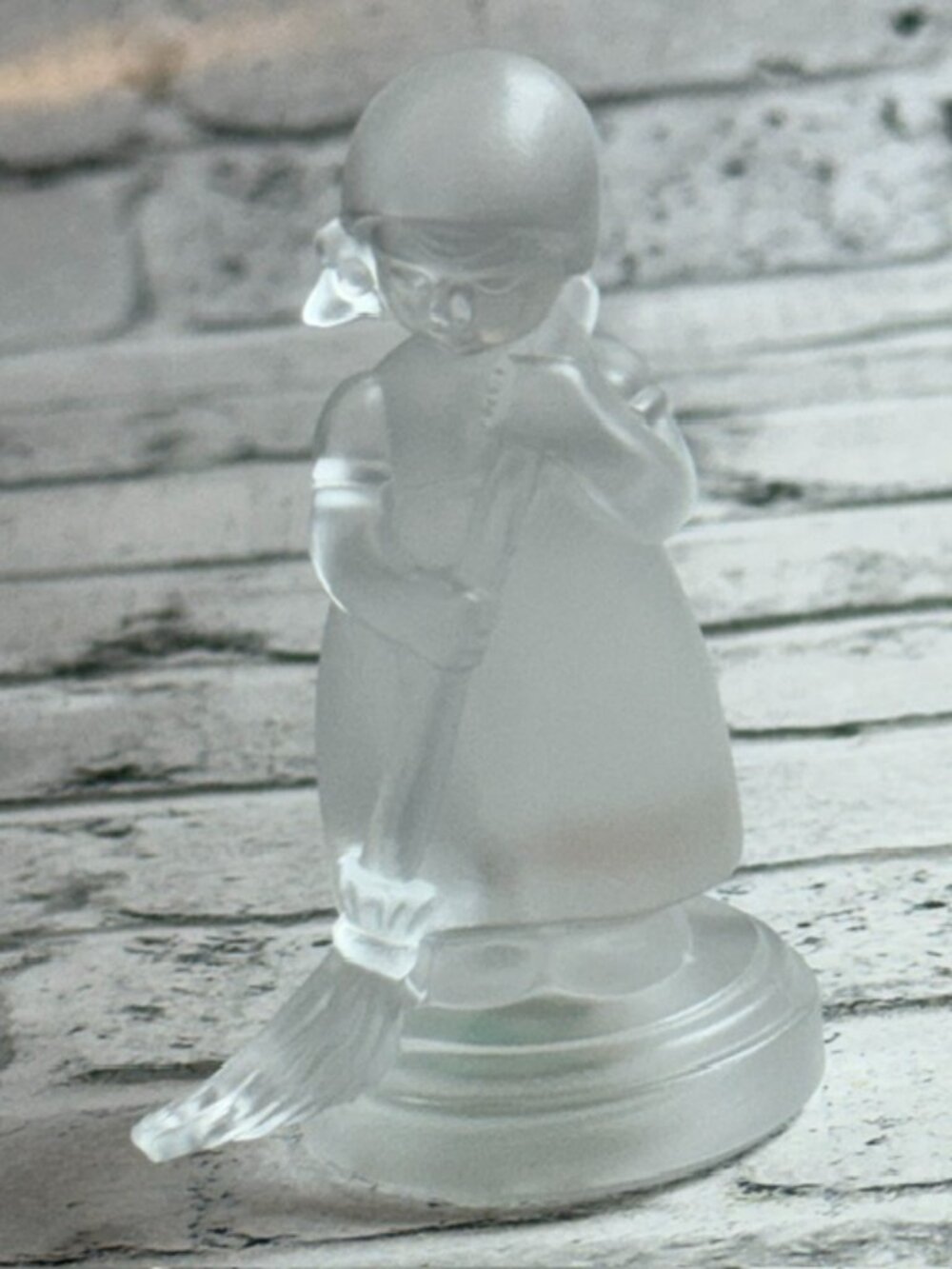 Frosted Glass Hummel Goebel Figurine Gift Sculpture Vtg Germany W Broom Sweep